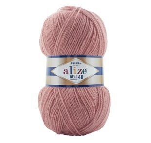Пряжа Alize Angora Real 40 (Ангора Реал 40) №301 пудра, полушерсть, нитки для вязания 301 фото
