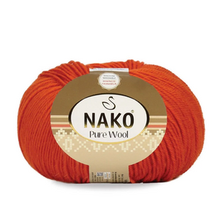 Пряжа Nako Pure Wool №06963 помаранчевий, пряжа 100% вовна, для ручного в'язання спицями та гачком 06963 фото