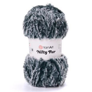 Пряжа YarnArt Nifty Fur №8419 петроль з сірим (фантазійна пряжа, імітація хутра) 80 м, 100 г 8419 фото