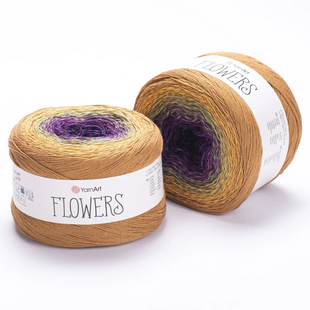 Пряжа YarnArt Flowers №315 - хлопок с акрилом, нитки секционной покраски для вязания спицами и крючком 315 фото