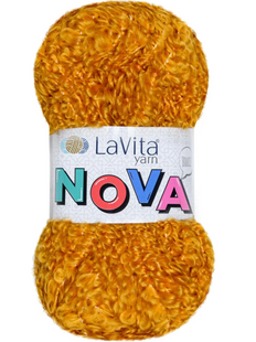 Пряжа LaVita NOVA №2010 гірчичний, пряжа буклє, нитки для в'язання 2010 фото