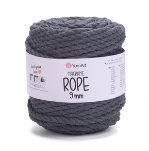 Пряжа YarnArt Macrame Rope 9 мм №758 темно-серый шнур для макраме 758 фото