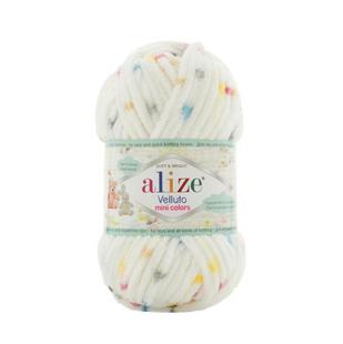 Пряжа Alize VELLUTO MINI COLORS №8112 пряжа велюр, нитки плюшеві для в'язання 8112 фото