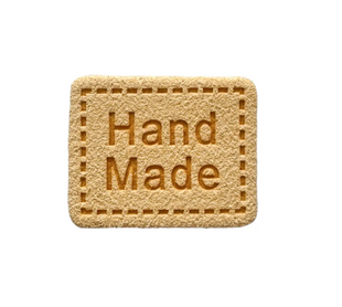 Декоративная бирка пришивная "Hand Made" экокожа для одежды Кремова 93881-2Р фото