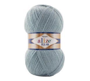Пряжа Alize Angora Real 40 (Ангора Реал 40) №575 серый, полушерсть, нитки для вязания 575 фото
