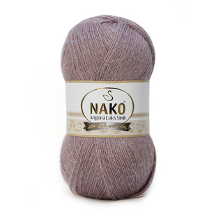Пряжа Nako Angora Luks Simli №10155SE рожево-сірий (вовна з мохером) 100 г, 550 м 10155SE фото
