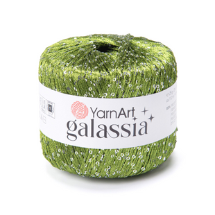 Пряжа YarnArt GALASSIA (Галасия) №5816 светло-зеленый пайетка серебро (Пряжа с пайеткой, для вязания) 5816 фото