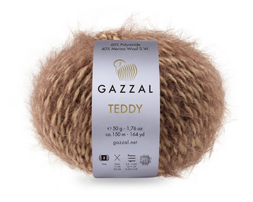 Пряжа Gazzal Teddy (супервош мериносова вовна, поліамід) 50г, 150 м