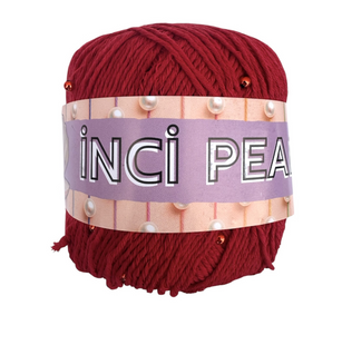 Пряжа Sultan INCI PEARL (Інсі Перл) №3401 червоний, пряжа бавовна з намистинами, нитки для в'язання гачком и спицями 3401 фото