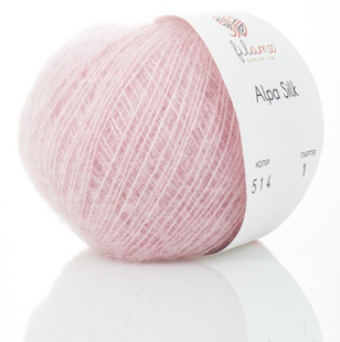 Пряжа Filamo ALPA SILK 25 №514 ніжно-рожевий, пряжа альпака з шовком, для ручного в'язання спицями та гачком 514 фото