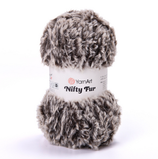 Пряжа YarnArt Nifty Fur №8421 коричнево-білий (фантазійна пряжа, імітація хутра) 80 м, 100 г 8421 фото