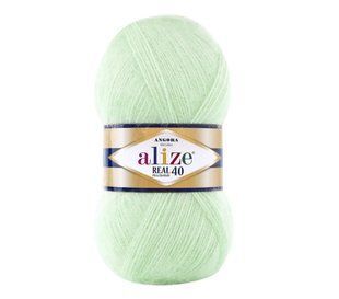 Пряжа Alize Angora Real 40 (Ангора Реал 40) №842 светлая мята, полушерсть, нитки для вязания 842 фото