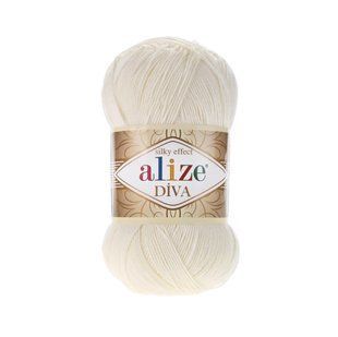 Пряжа Alize Diva (Ализе Дива) №62 молочный, микрофибра, нитки для вязания 62 фото