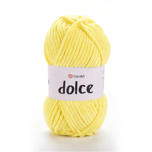 Пряжа Yarnart Dolce №851 жовтий - плюшева, велюр для в'язання спицями і гачком 851 фото