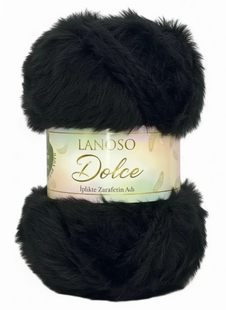 Пряжа Lanoso DOLCE №960 чорний, пряжа імітація хутра, для ручного в'язання спицями та гачком 960 фото