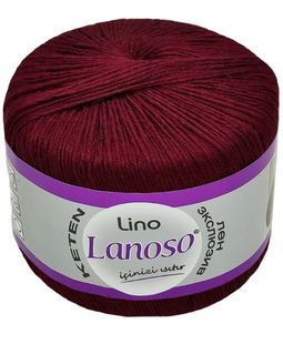 Пряжа Lanoso LINO №957 бордо, пряжа льон з віскозою, для ручного в'язання спицями та гачком 957 фото
