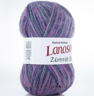 Пряжа Lanoso ZUMRUT Delux (Зумрут Делюкс) №7135 графіт-сірий-орхідея (Пряжа мохер, нитки для в'язання) 7135 фото