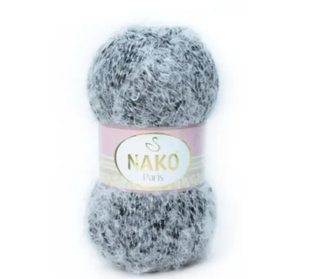 Пряжа Nako Paris №21304 черно-белое мулине (фантазийная пряжа) 100 г, 245 м 21304 фото