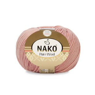Пряжа Nako Pure Wool №11632 пудровий, пряжа 100% вовна, для ручного в'язання спицями та гачком 11632 фото