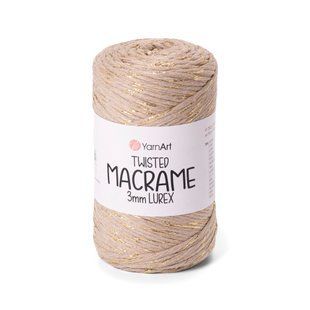 Пряжа Yarnart TWISTED MACRAME 3 мм LUREX №768 беж люрекс золото, нитки для макраме 768 фото