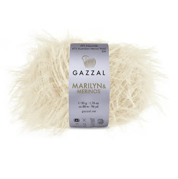 Пряжа Gazzal Marilyn & Merinos №8270 світло-бежевий колір, 88м/50гр, 41% Superwash мериносова вовна, для ручного в'язання спицями та гачком 8270 фото Пряжа Gazzal Marilyn & Merinos №8270 світло-бежевий колір, 88м/50гр, 41% Superwash мериносова вовна, для ручного в'язання спицями та гачком 8270 фото
