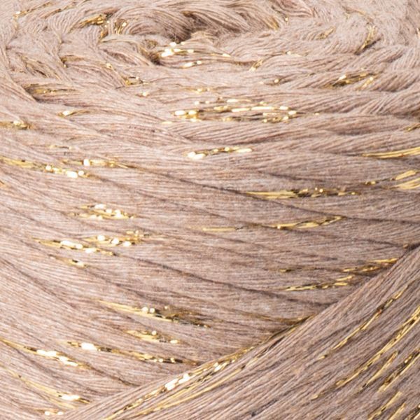 Пряжа Yarnart TWISTED MACRAME 3 мм LUREX №768 беж люрекс золото, нитки для макраме 768 фото