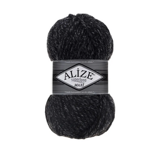 Пряжа Alize Superlana Maxi (Суперлана Макси) №800 антрацитовый жаспе, нитки толстые для вязания 800 фото
