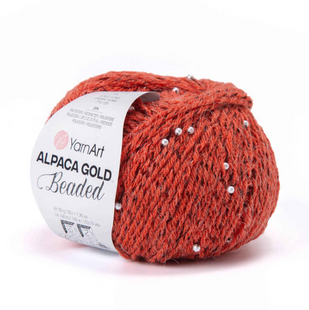 Пряжа YarnArt Alpaca Gold Beaded №3604 теракотовий (альпака з декоративними намистинами) 50 г, 140 м 3604 фото