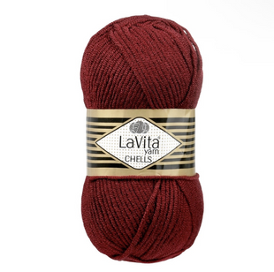 Пряжа LaVita Chells №9572 темно-червоний (акрил) 100 г, 170 м 9572 фото