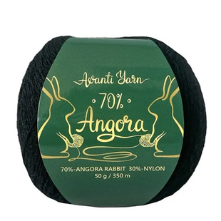 Пряжа Avanti Yarn Angora 70 (Ангора 70) №905 черный, нитки ангора для вязания спицами и крючком 905 фото