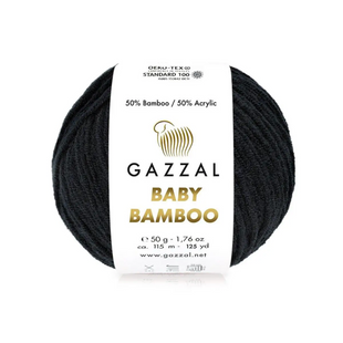 Пряжа Gazzal Baby Bamboo №95229 черный цвет, 115м/50гр, 50% бамбук, для ручной вязки спицами и крючком 95229 фото
