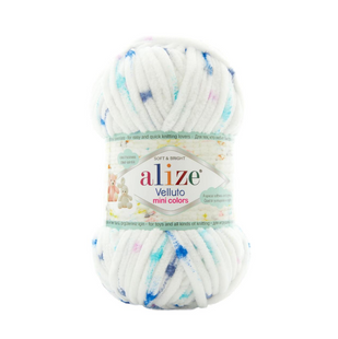 Пряжа Alize VELLUTO MINI COLORS №8117 пряжа велюр, нитки плюшеві для в'язання 8117 фото