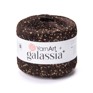 Пряжа YarnArt GALASSIA (Галасия) №5819 коричневый пайетка золото (Пряжа с пайеткой, для вязания) 5819 фото