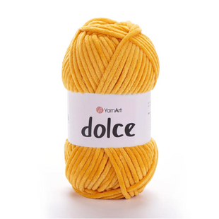 Пряжа Yarnart Dolce №853 жовтий - плюшева, велюр для в'язання спицями і гачком 853 фото