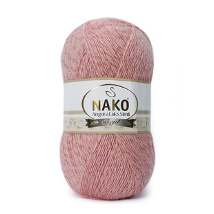Пряжа Nako Angora Luks Simli №1424 рожевий (вовна з мохером) 100 г, 550 м 1424 фото