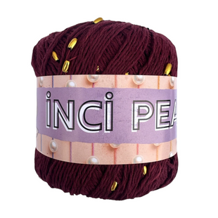 Пряжа Sultan INCI PEARL (Інсі Перл) №2502 бордовий , пряжа бавовна з намистинами, нитки для в'язання гачком и спицями 2502 фото