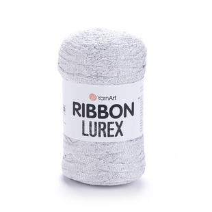 Пряжа YarnArt Ribbon Lurex №720 світло-сірий, пряжа з люрексом, для ручного в'язання спицями та гачком 720 фото