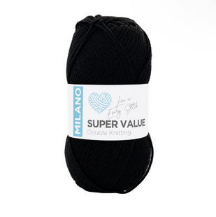 Пряжа Milano Super Value №2000 чорний (акрил) 100 г, 300 м 2000 фото