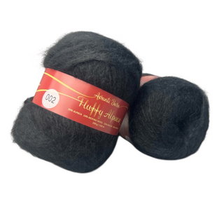 Пряжа Avanti Yarn FLUFFY ALPACA №002 чорний , напіввовняна, для ручного в'язання спицями та гачком 002 фото
