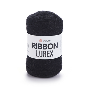 Пряжа YarnArt Ribbon Lurex №722 чорний, з люрексом для в'язання спицями та гачком 722 фото