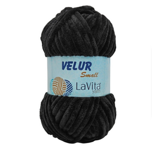 Пряжа Lavita Yarn Velur Small №6500 черный (велюр) 50 г, 60 м 6500 фото