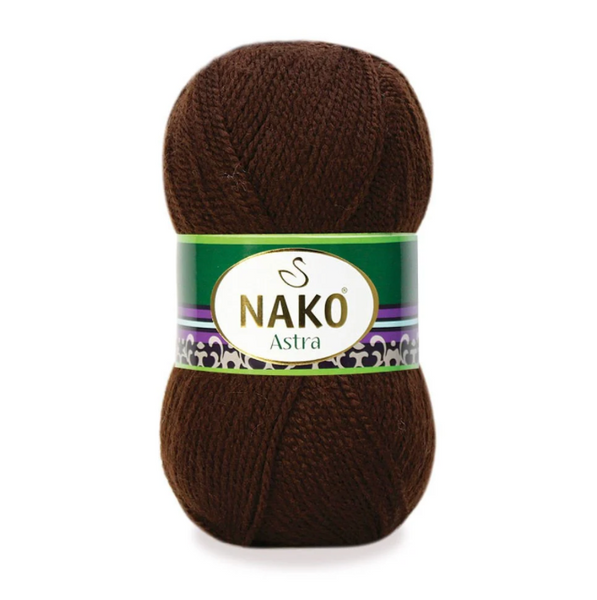Пряжа Nako ASTRA №01182 коричневий, пряжа 100% акрил, для ручного в'язання спицями та гачком 1182 фото