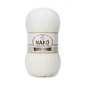 Пряжа Nako Angora Luks Simli №208SE білий (вовна з мохером) 100 г, 550 м 208SE фото