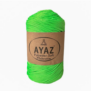 Пряжа Ayaz Polyester Soft Makrome (Аяз Софт Макроме) №1395 салатовий неон, для сумок макраме та в'язання гачком 1395 фото