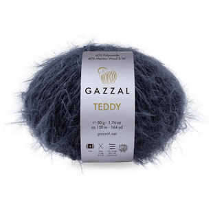 Пряжа Gazzal Teddy № 6538 темно-сірий колір, 150м/50гр, 40% Superwash мериносова вовна, для ручного в'язання спицями та гачком 6538 фото