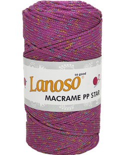 Пряжа LANOSO MACRAME PP DEGRADE STAR MULTI SIMLI № 4600 малиновий мультіколор, поліпропілен з люрексом 4600 фото