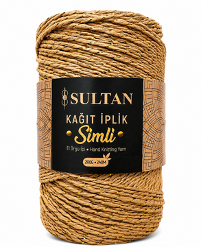 Рафия Sultan Kagit Iplik Simli (целлюлоза, люрекс) 200 г, 240 м
