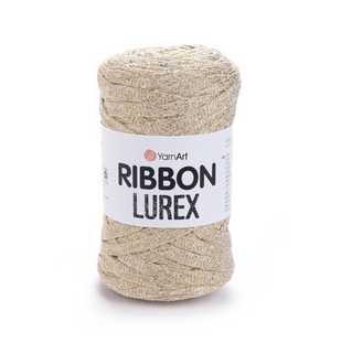 Пряжа YarnArt Ribbon Lurex №724 пісочний, з люрексом для в'язання спицями та гачком 724 фото