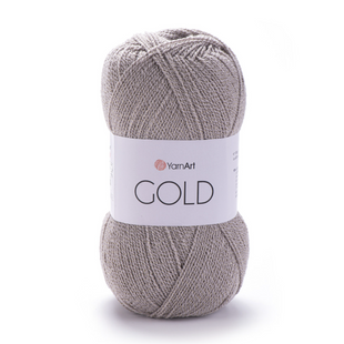 Пряжа YarnArt Gold №9857 бежевый, пряжа акриловая с люрексом, для ручной вязки спицами и крючком 9857 фото
