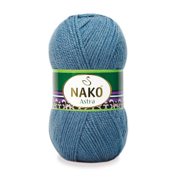 Пряжа Nako ASTRA №00185 синій, пряжа 100% акрил, для ручного в'язання спицями та гачком 00185 фото